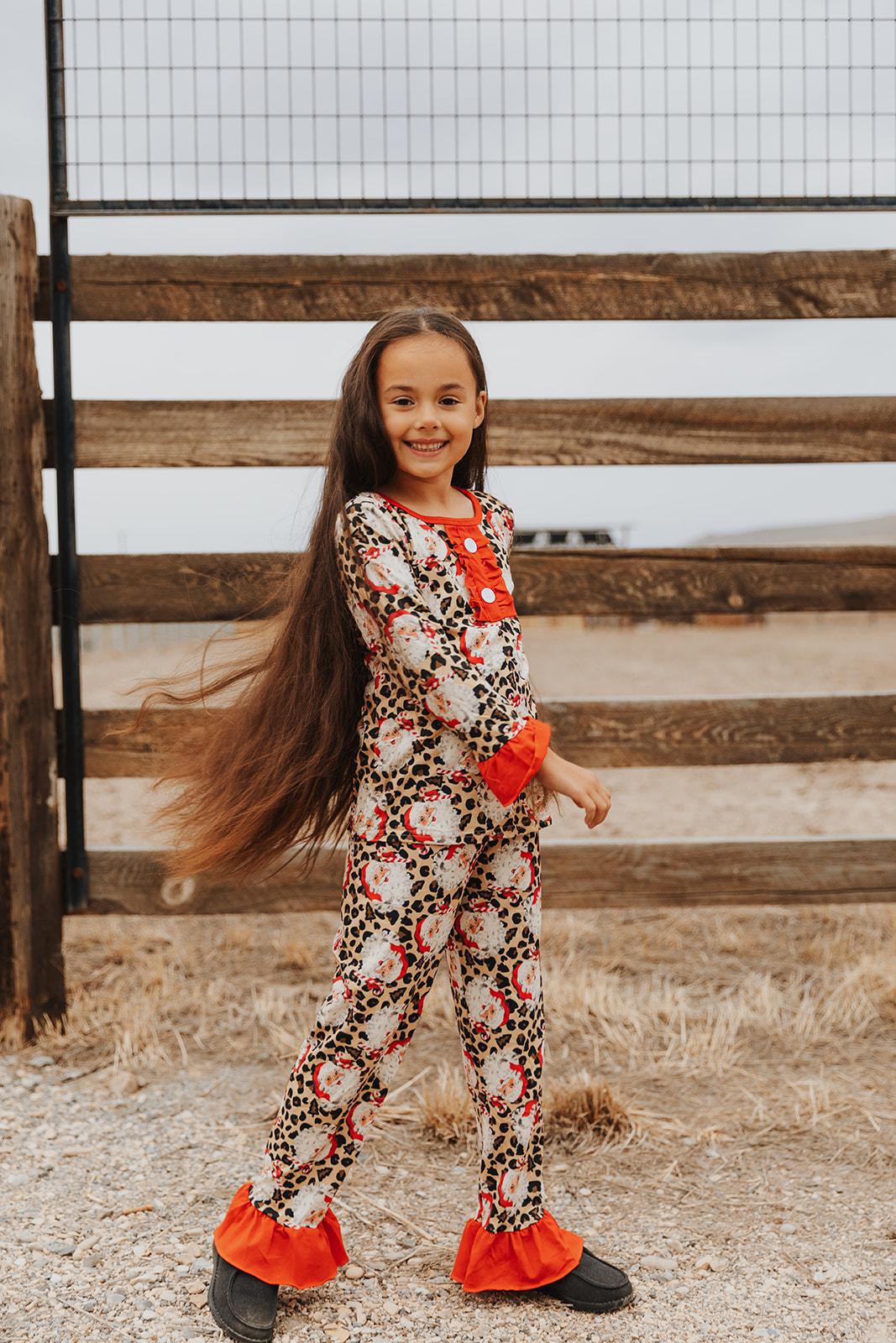 LEOPARD SANTA CHRISTMAS PAJAMA SET