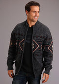 MENS SWEATER  STETSON SWEATER Stetson Horizontal Aztec Cardigan - 11-014-0120-7037