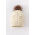 CREAM CABLE KNIT POM POM BEANIE