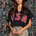 Black 'USA' Graphic Oversized Top