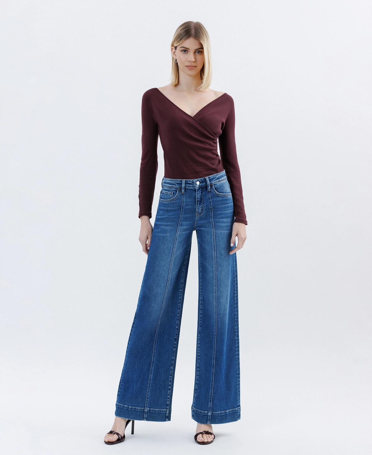 High Rise Trouser Hem Extreme Wide Leg Jeans