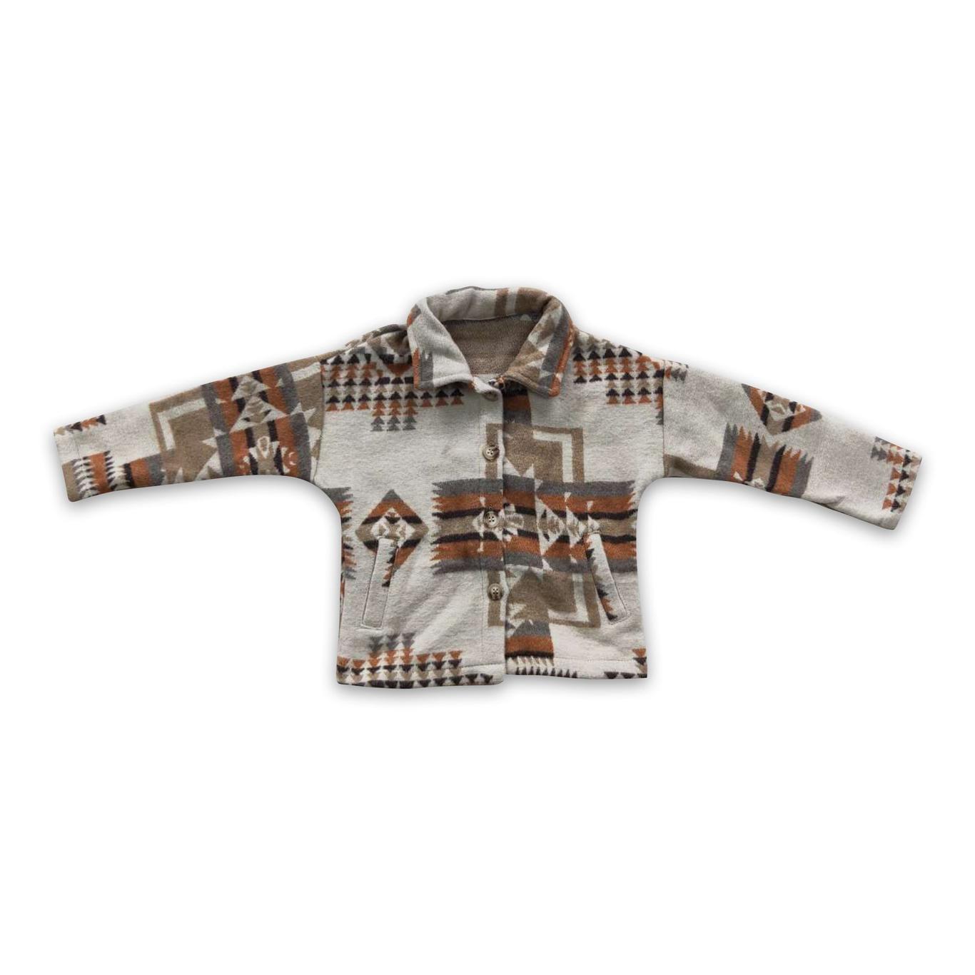 KIDS AZTEC PRINTED SHACKET - KHAKI