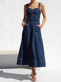 Midi Denim Dress - Blue