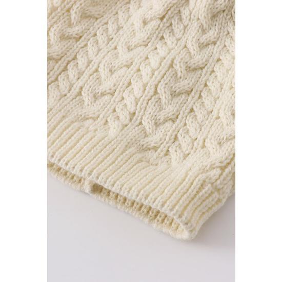 CREAM CABLE KNIT POM POM BEANIE