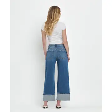 Super High Rise Cuffed Baggy Wide Jeans - JOYSOME