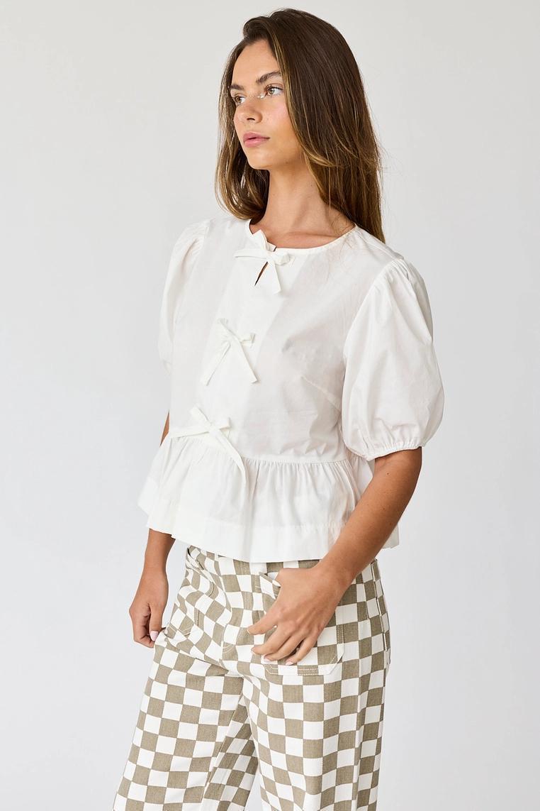 Hailey Bow Tie Detailed Blouse - White