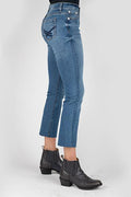 WOMENS JEAN 921 HIGH RISE FLARE FIT DOUBLE X WASH ON BACK PKT CROP OWS  11-054-0921-2413 BU