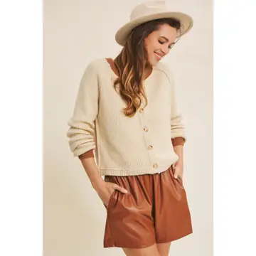Go-To Layer For Everything Soft Chunky Button-Down Cardigan - beige/brown