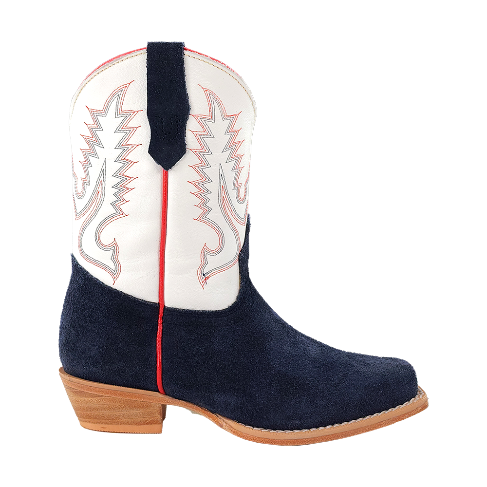 R. Watson Kid's Navy Roughout / Winter White Cowhide