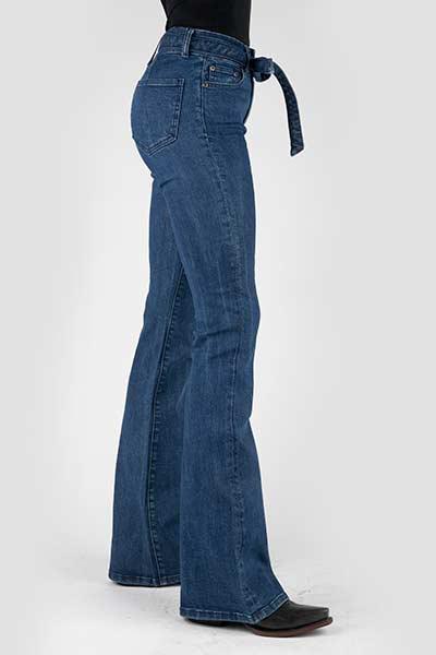 WOMENS JEAN 921 HIGH RISE FLARE FIT PLAIN BACK PKT HIGHRISE FLARE W/BELT 11-054-0921-2415 BU