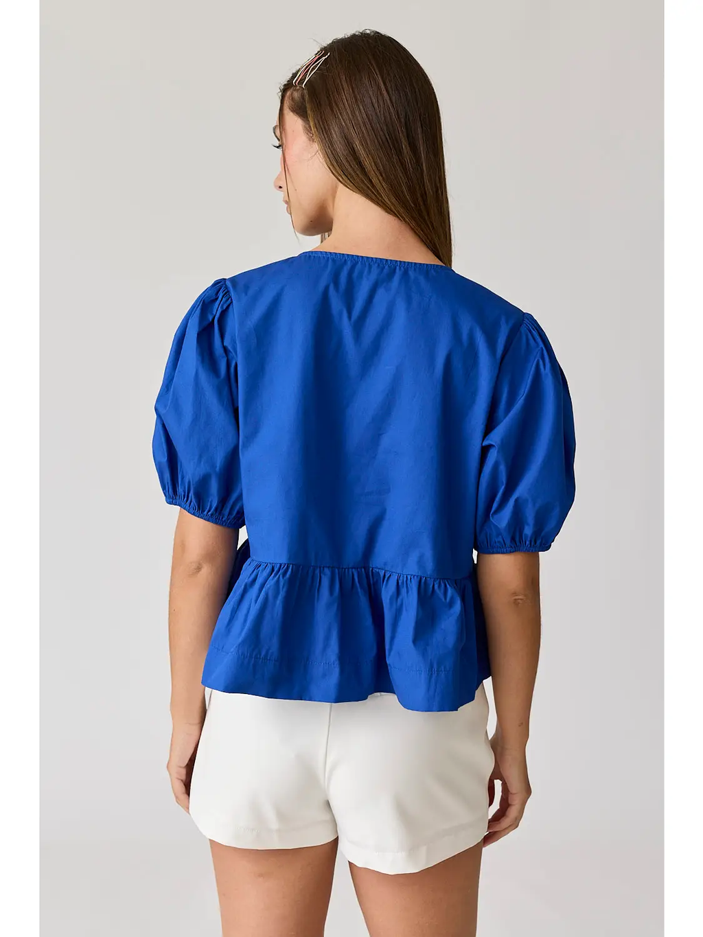 Blue - Hailey Bow Tie Detailed Blouse