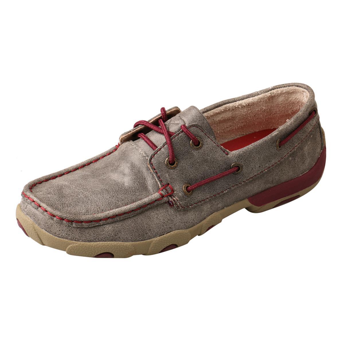 WOMENS BOAT DRIVING MOCCASINS - GREY/BERRY WDM0121