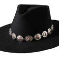 3D CHAIN HATBAND 1" CONCHO STONE PINK