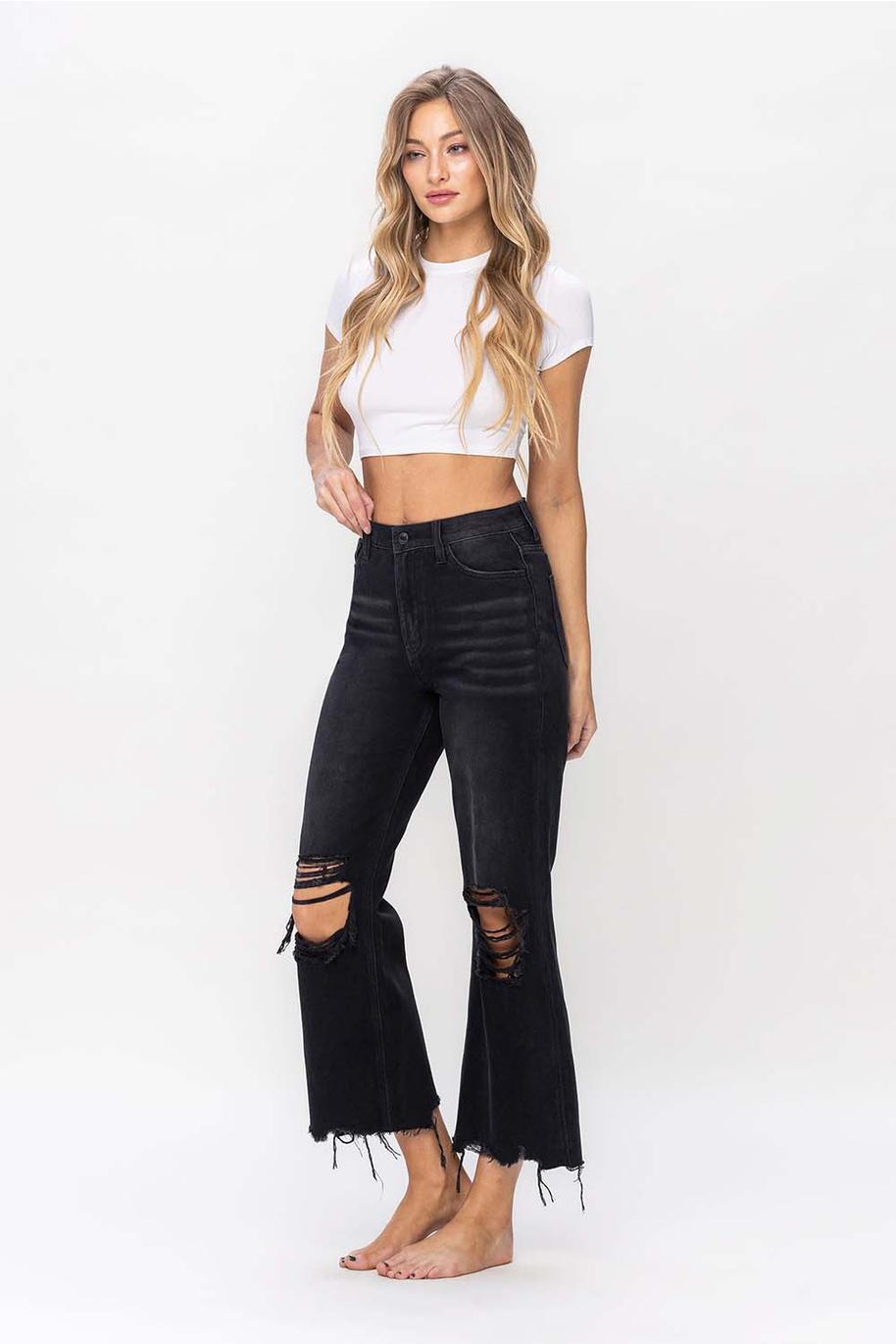 90'S VINTAGE CROP FLARE - BLACK