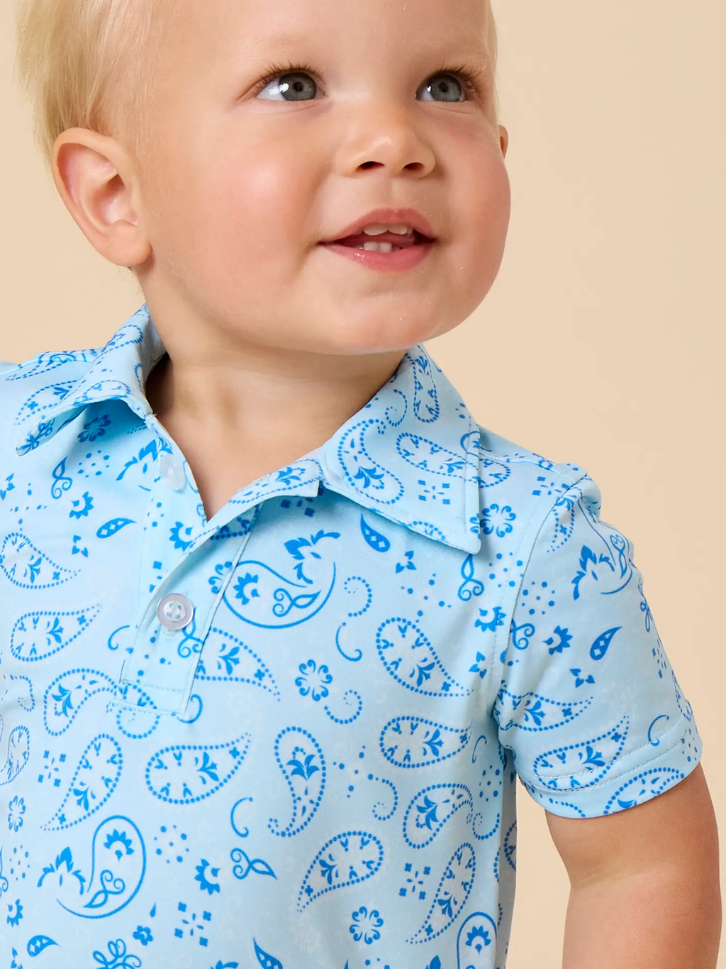 Boys Blue Western Bandana Knit Short Sleeve Performance Polo