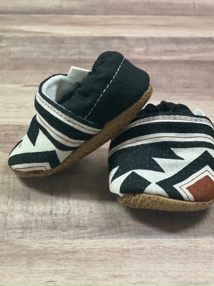 Orange & Black Tribal Moccasins