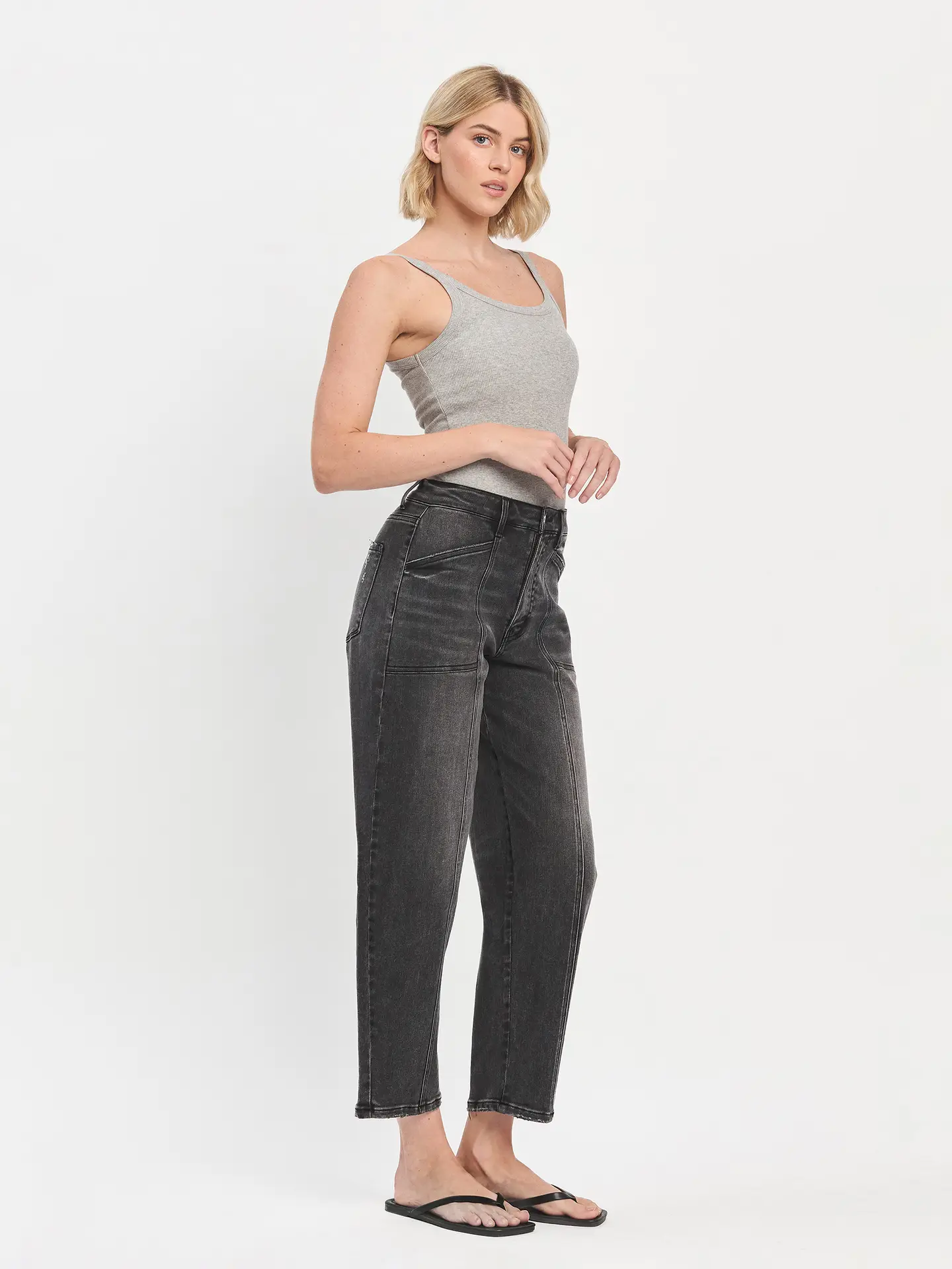Super High Rise Panel Detail Barrel Jeans | PORTUGAL