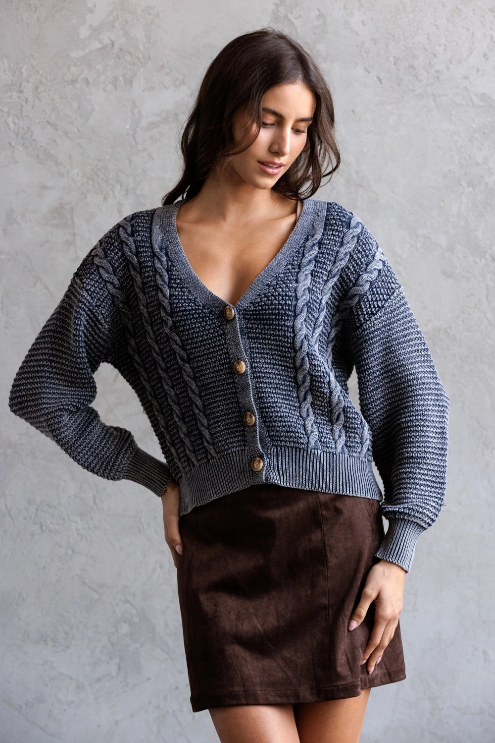 Textured Cable Knit Cardigan