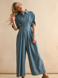 Chambray Denim Button Down Jumpsuit