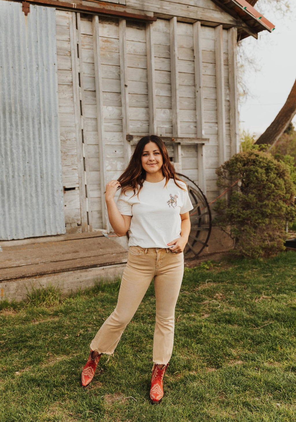 VINTAGE HIGH RISE CROP FLARE - CROISSANT