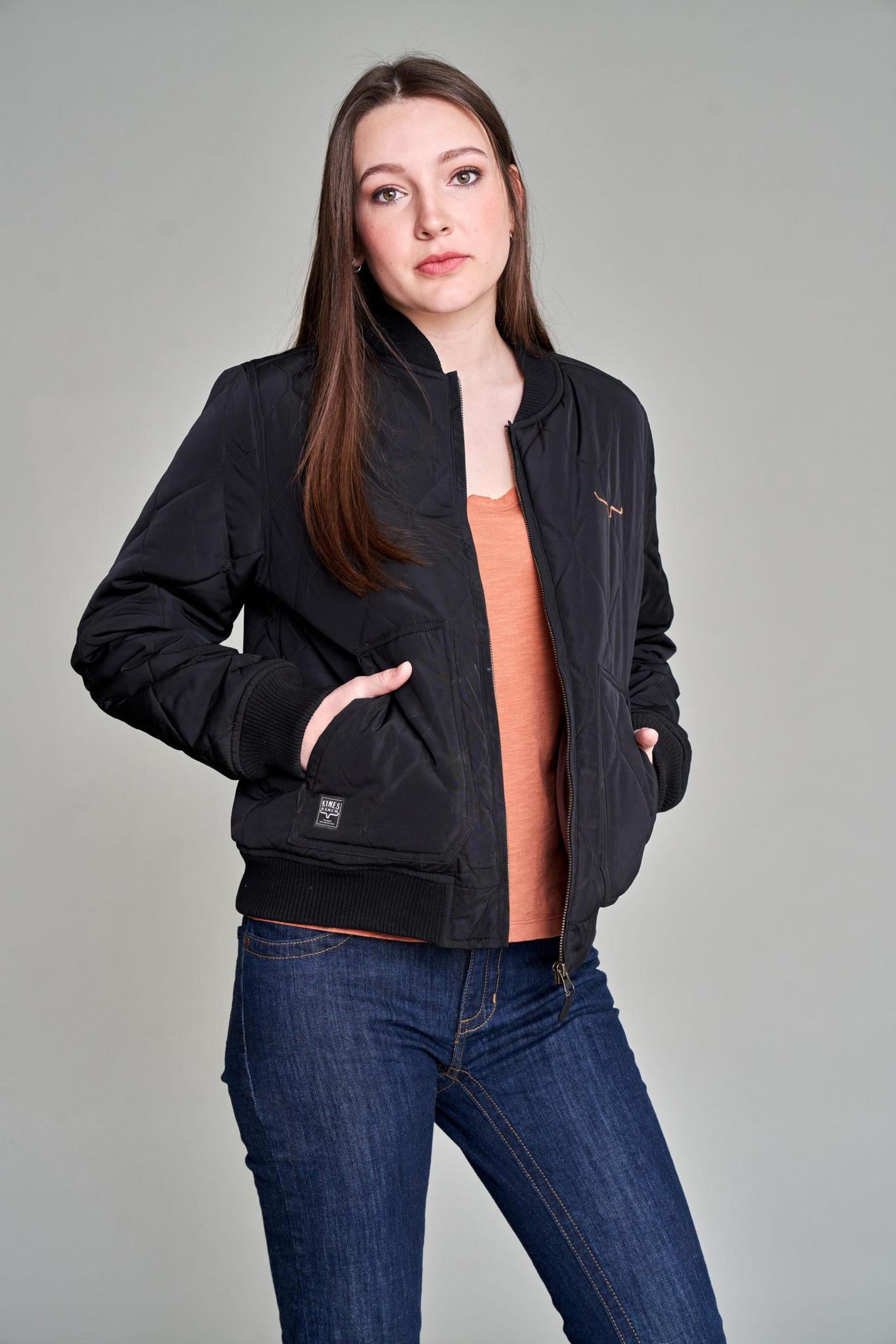 KIMES WOMEN'S MARINOS BOMBER OUTERWEAR - BLACK