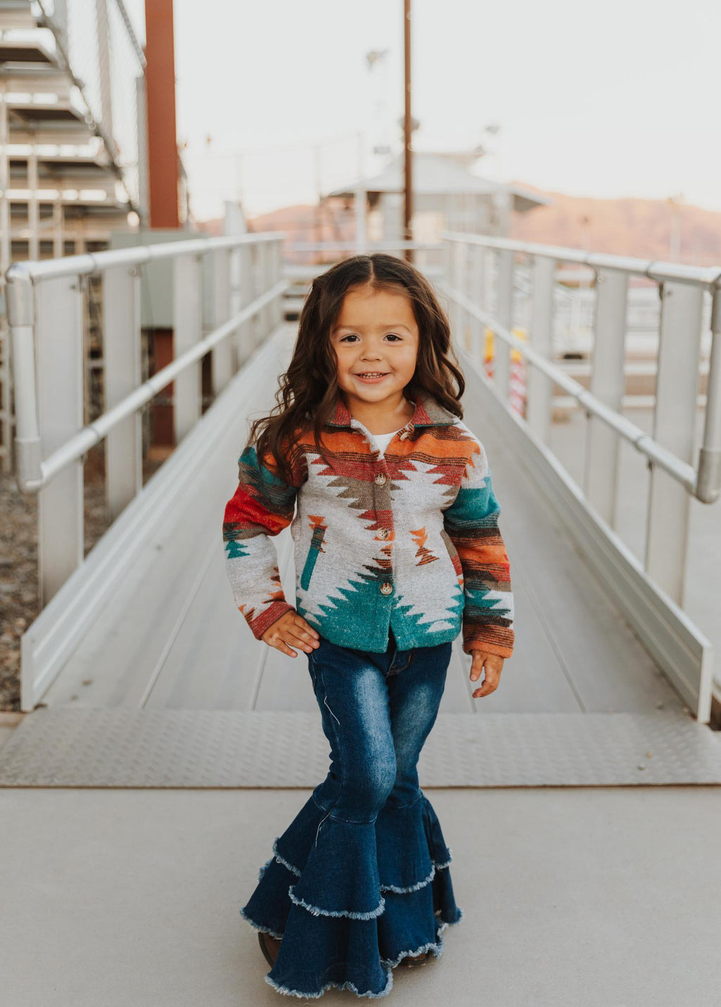 KIDS AZTEC PRINTED SHACKET - BLUE, RUST, RED