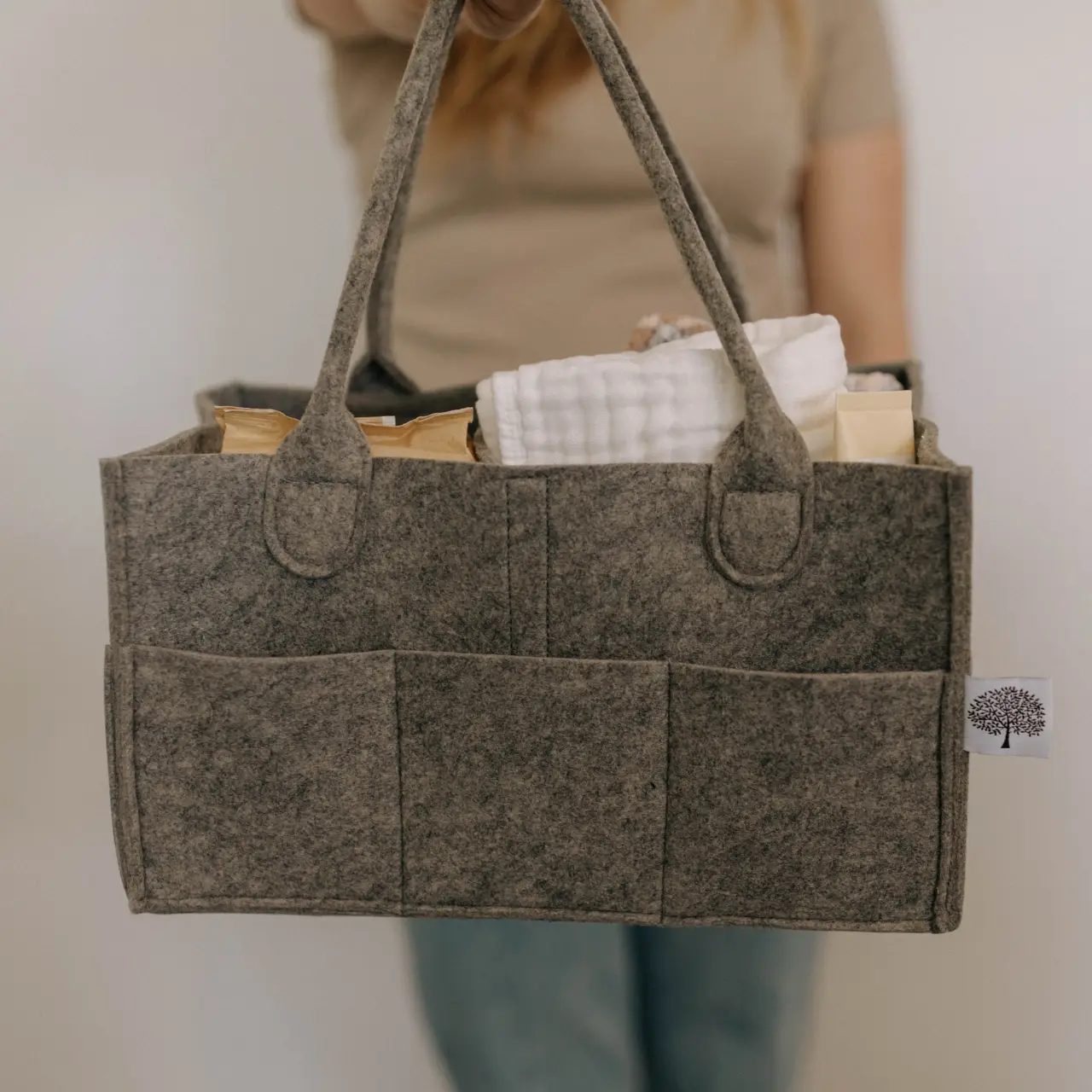 Diaper Caddy in Peppercorn