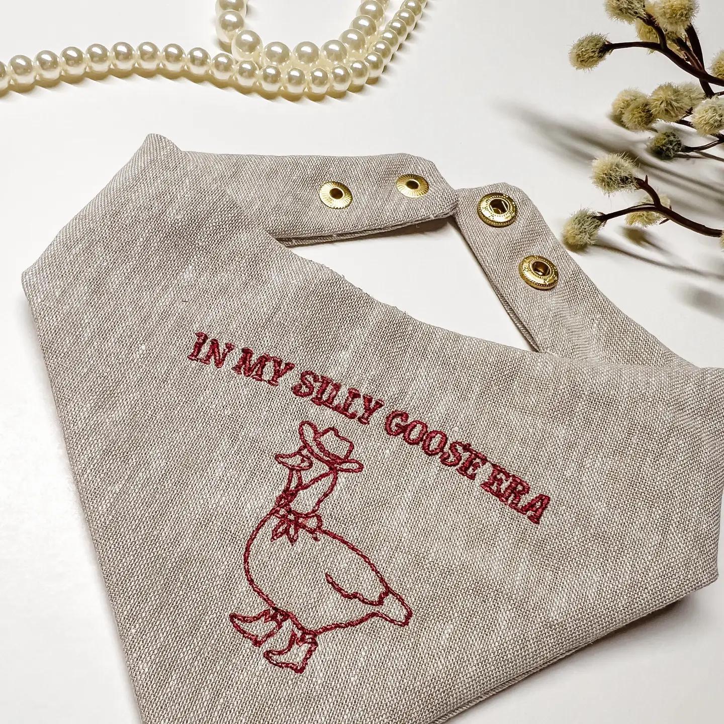 In My Silly Goose Era Embroidered Reversible Dog Bandana