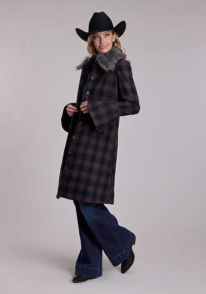 WOMENS OUTERWEAR   STETSON NOVELTY SOLID 3234 WOOL PLAID BELL SLV LONG JACKET - 11-098-0539-6100