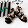 CRAZY TRAIN LEAVE IT LEOPARD SANDALS
