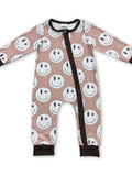 Long Sleeves Smile Khaki Baby Kids Zipper Romper