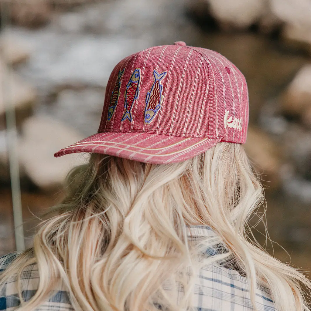KAXI Gone Fishing Trucker Hat — Embroidered Fish, Mesh Back
