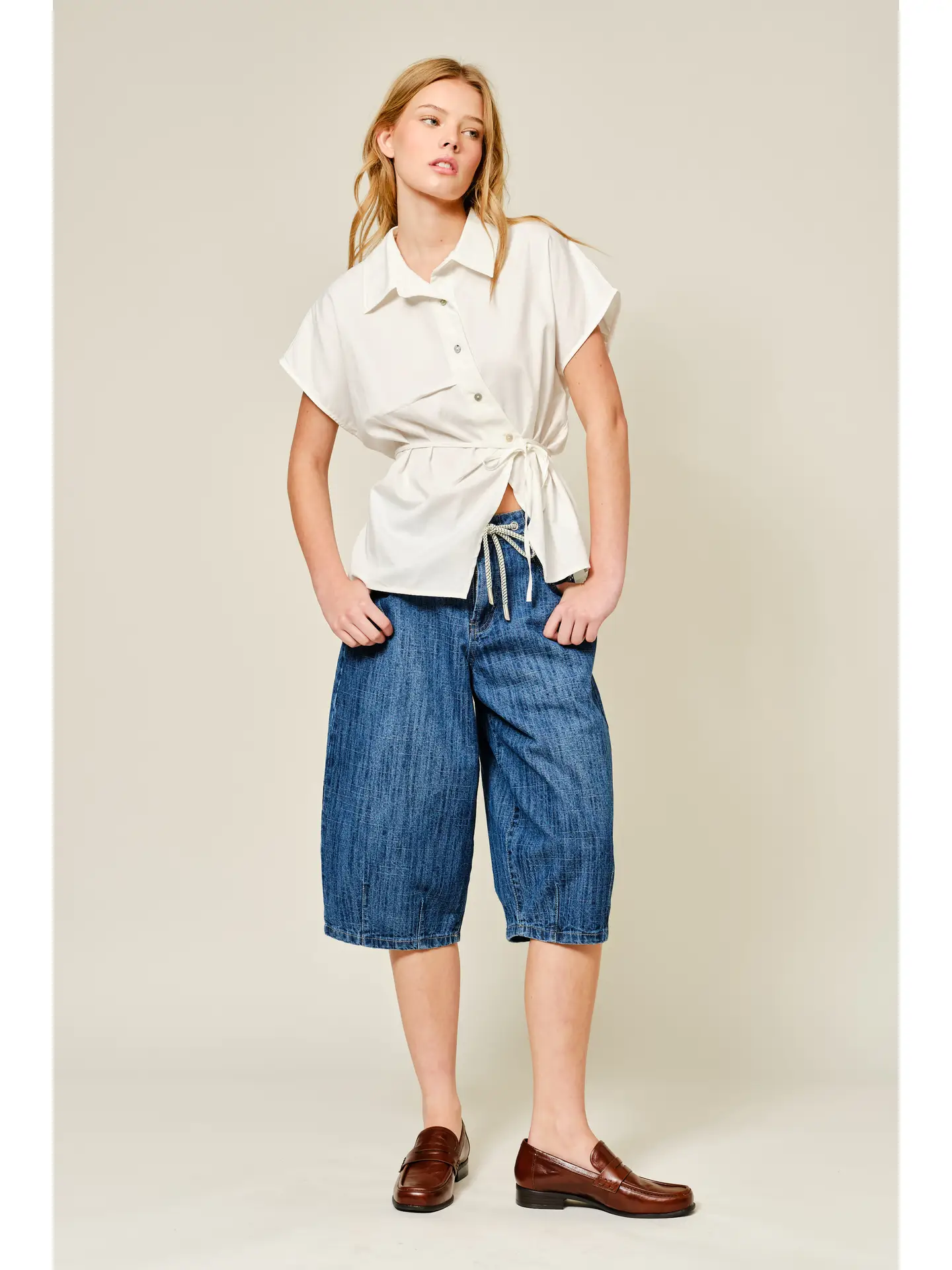 Belted Detail Cotton Shirts