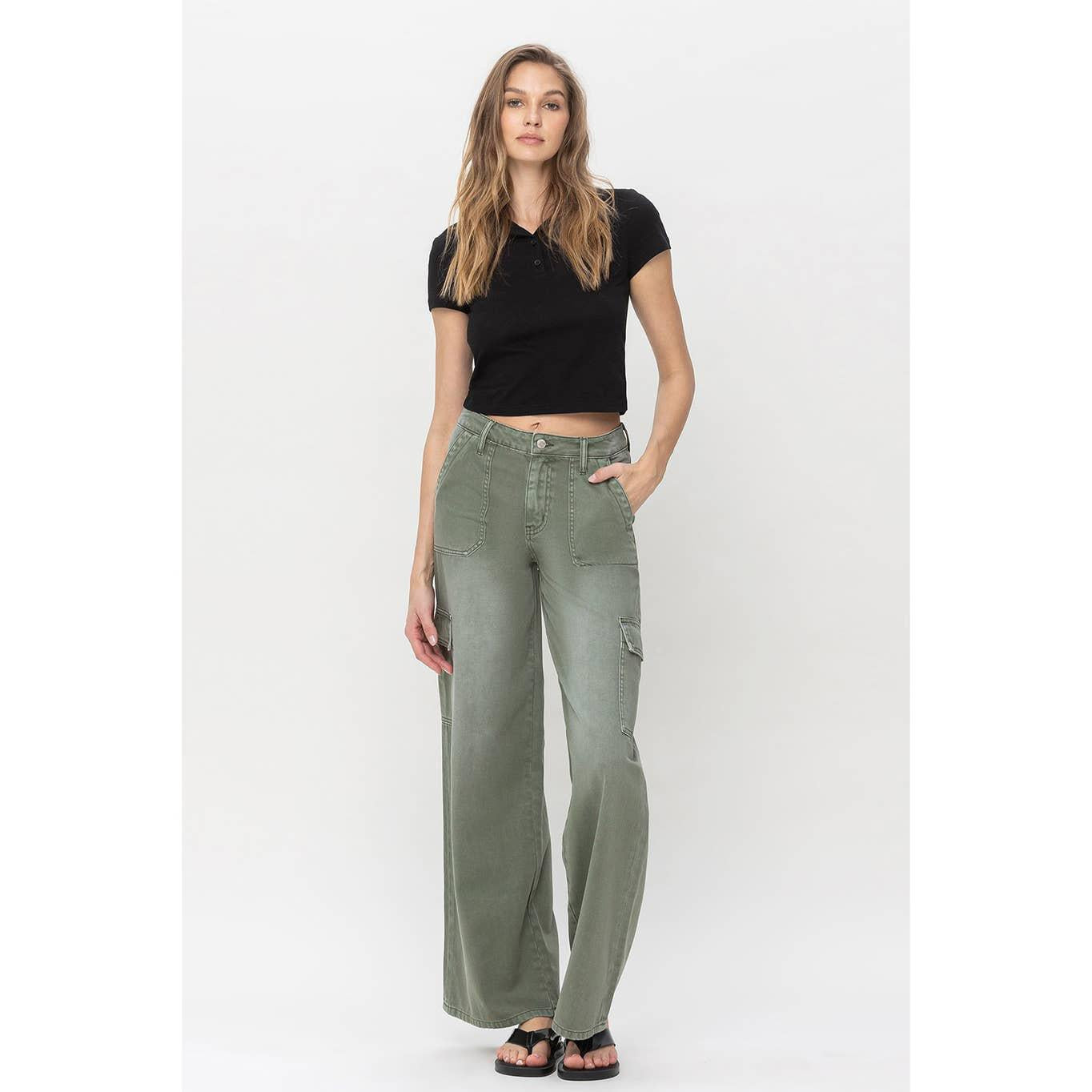 HIGH RISE STRAIGHT CARGO PANT | OLIVIA