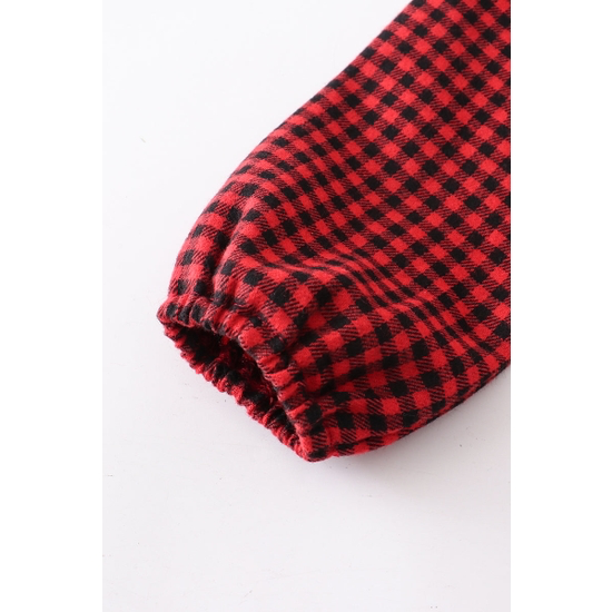 RED CHECK RUFFLE DRESS