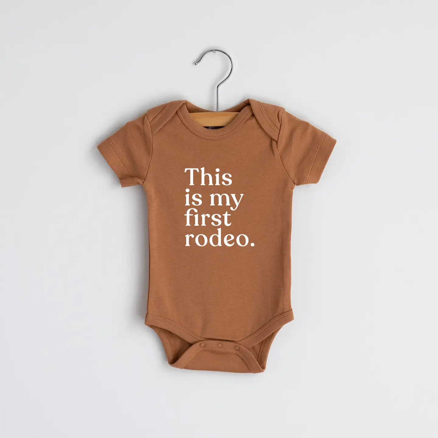 Organic This Is My First Rodeo Modern Baby Bodysuit - Camel