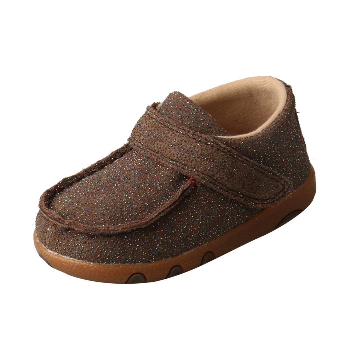 INFANT DRIVING MOCCASINS - CHOCOLATE/SHIMMER ICA0010