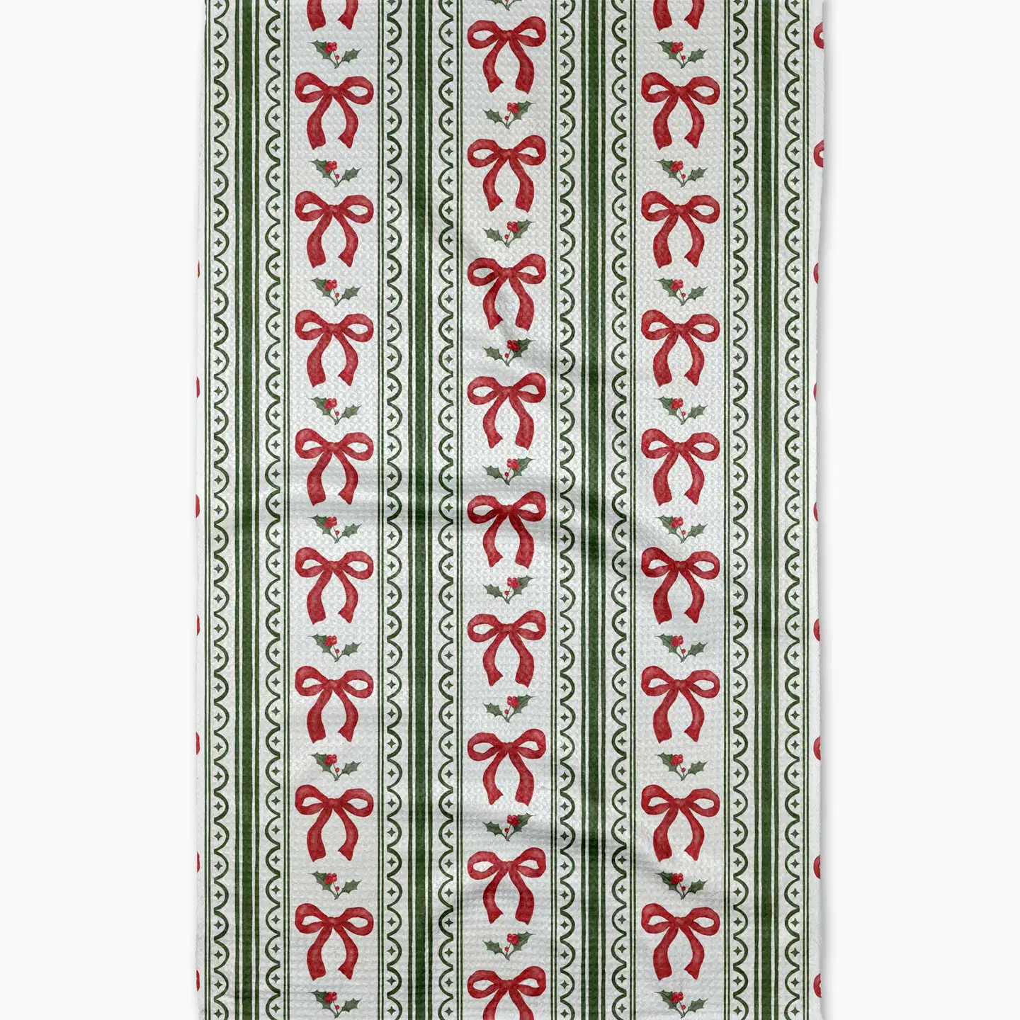 Christmas Bow Stripe Tea Towel