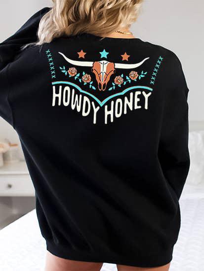 HOWDY HONEY CREWNECK SWEATSHIRT - BLACK