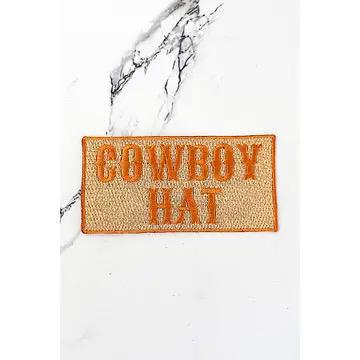 Orange Cowboy Hat Embroidered Patch