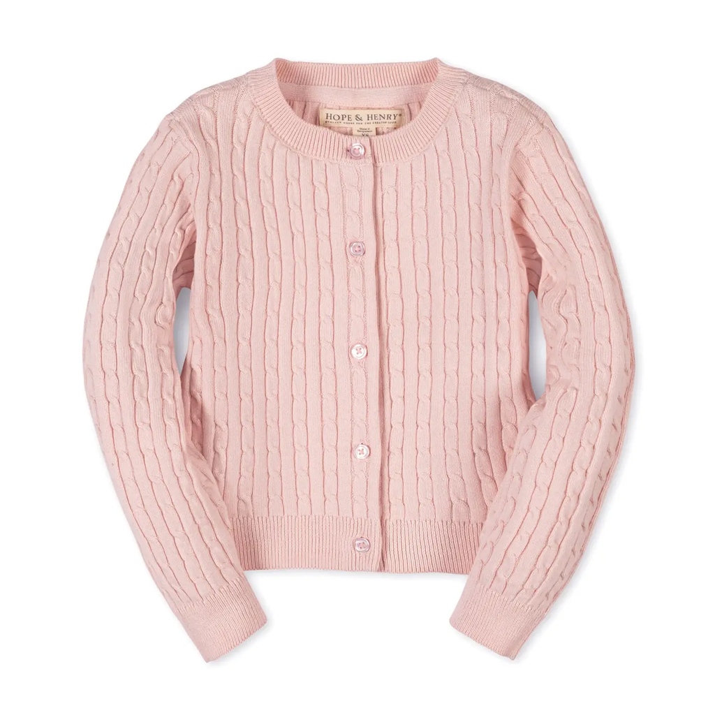 Organic Classic Cable Cardigan - PINK