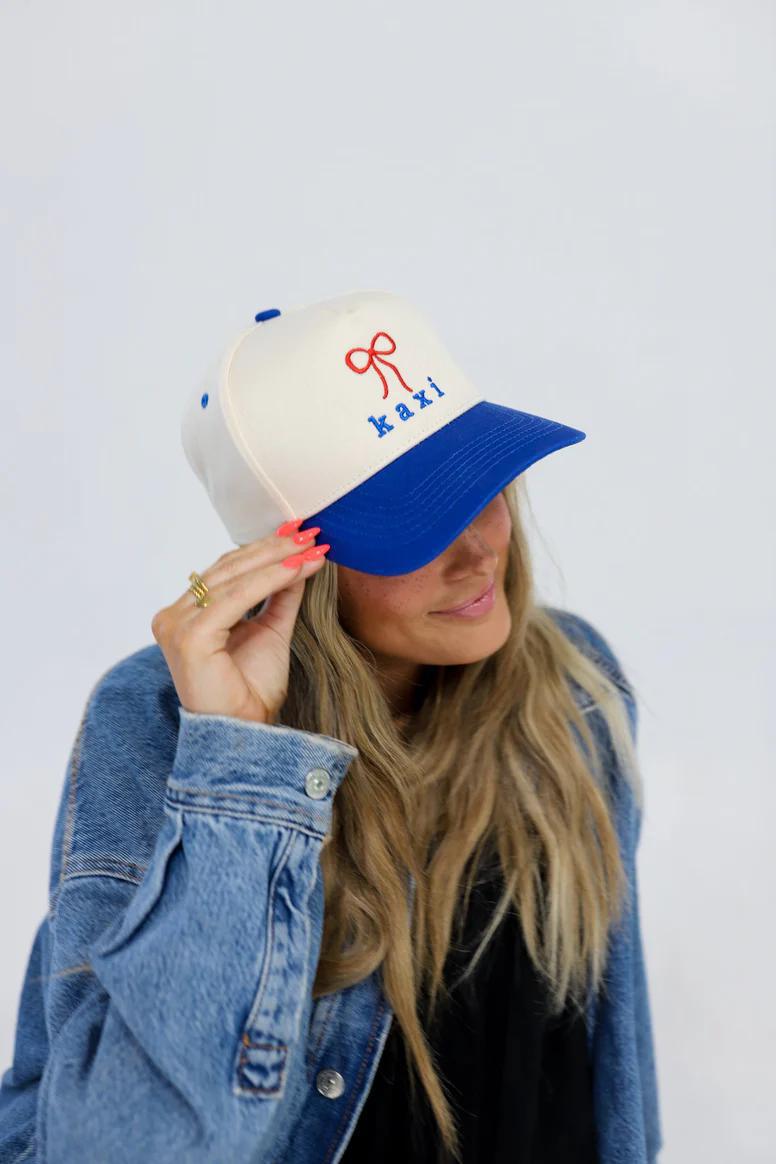 KAXI BOW TRUCKER HAT - BLUE WITH RED BOW