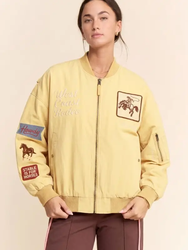 WEST Coast Rodeo Embroidered Bomber Jacket - BUTTER YELLOW