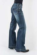 WOMENS JEAN 214 FIT TROUSER STYLE PIECED BACK PKT W/DECO STITCH EMB 11-054-0214-0320 BU