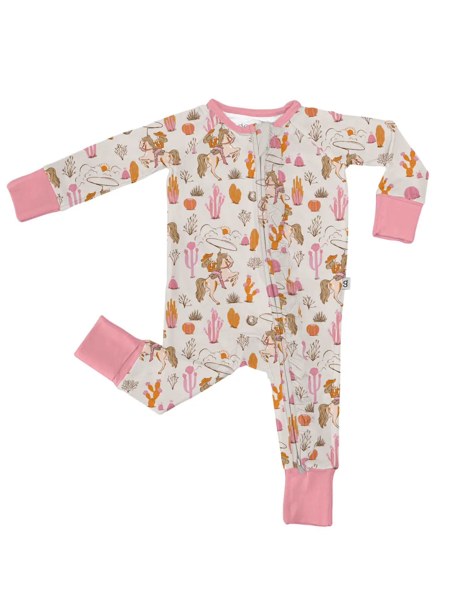 Saddle Up, Cowgirl Toile - Long Sleeve Convertible Zip Pajamas