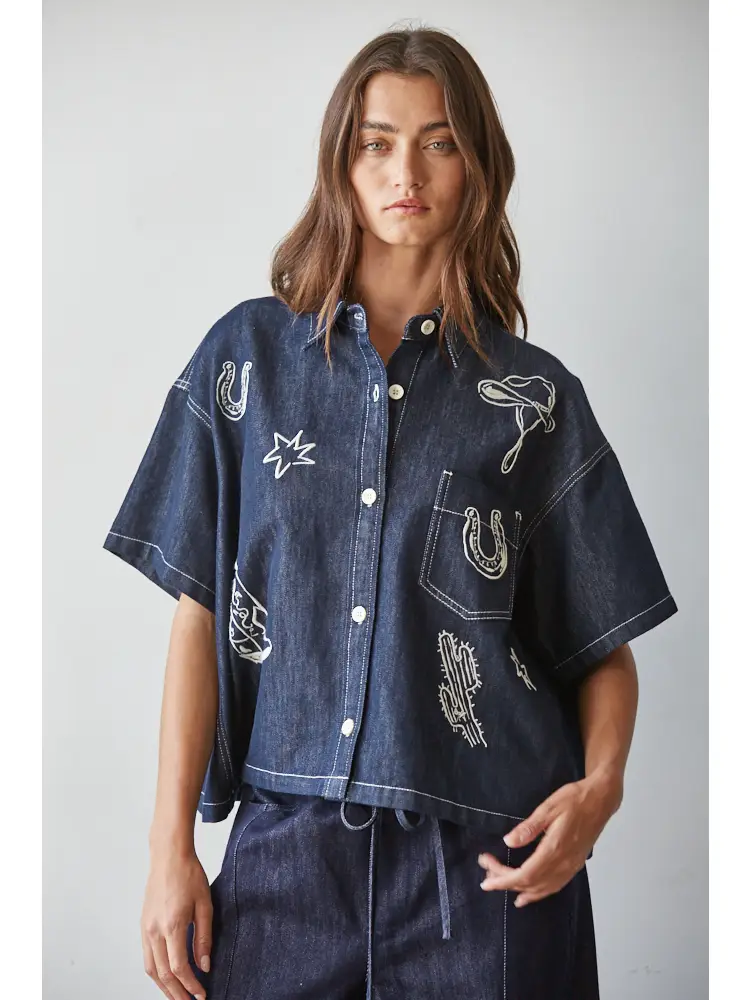 Woven Cotton Polyester Lyocell Denim Embroidered