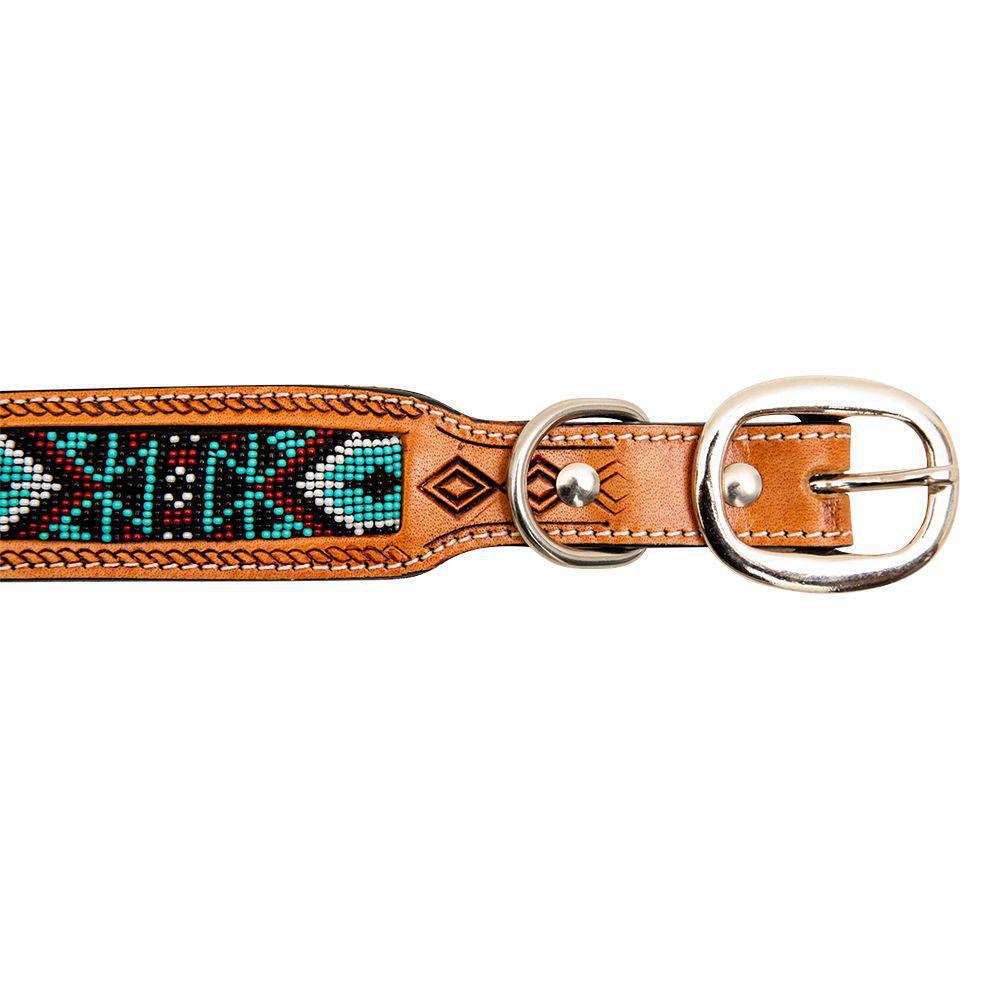 Whizter Hand-Tooled Beaded Dog Collar S-6886