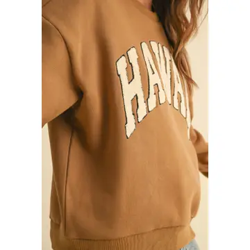 Brown Hawaii Boucle Letter Patch Sweat Shirt