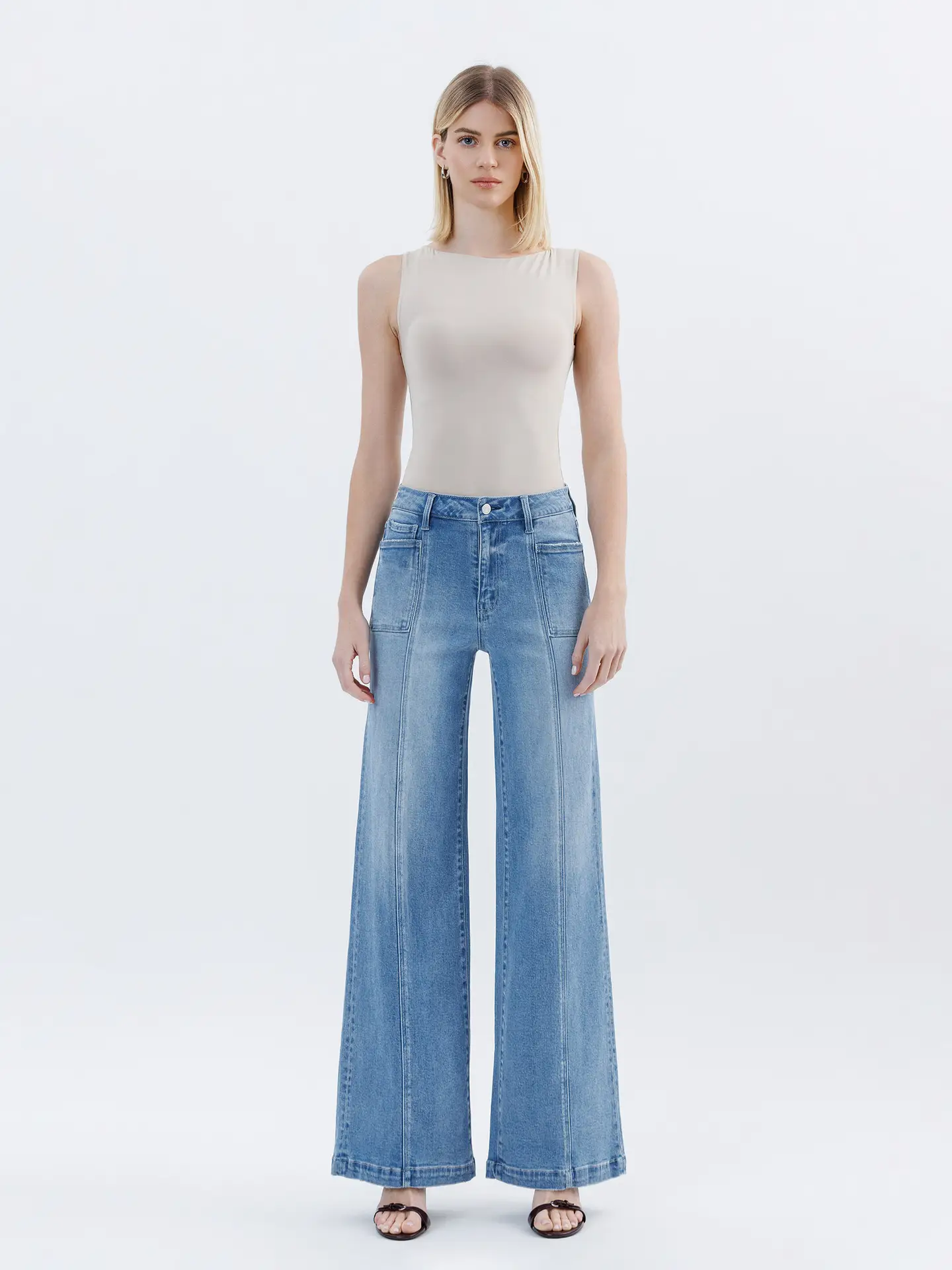 High Rise Full Length Extreme Wide Leg Jeans | HOLLY