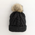 Black Pop Pom Pom Beanie Hat Baby & Kids